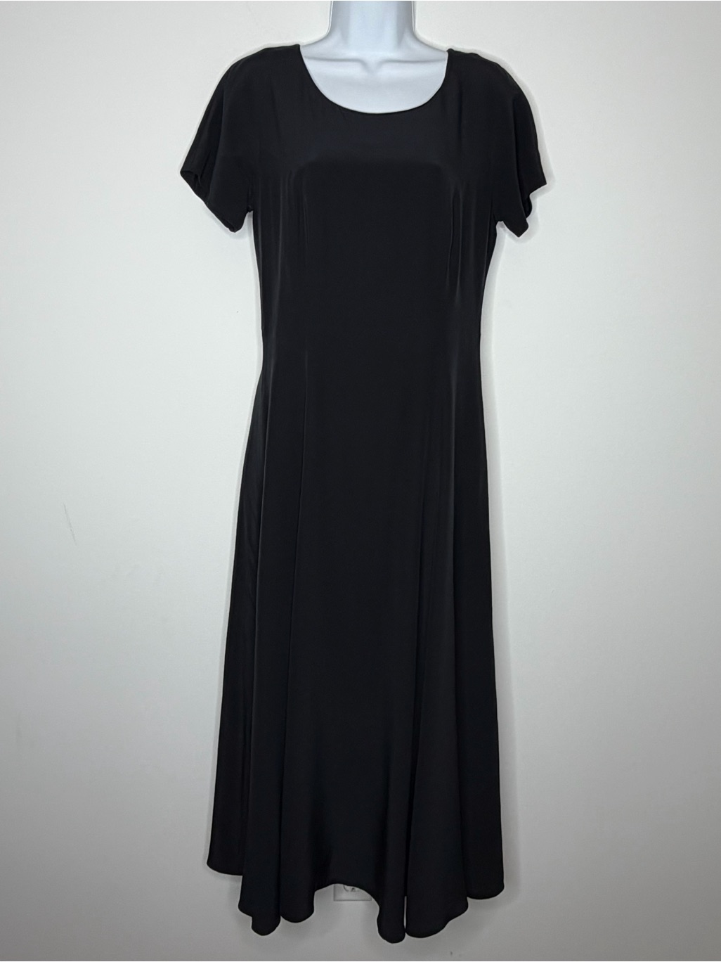 Laura Ashley Vintage Black Silk Midi Dress